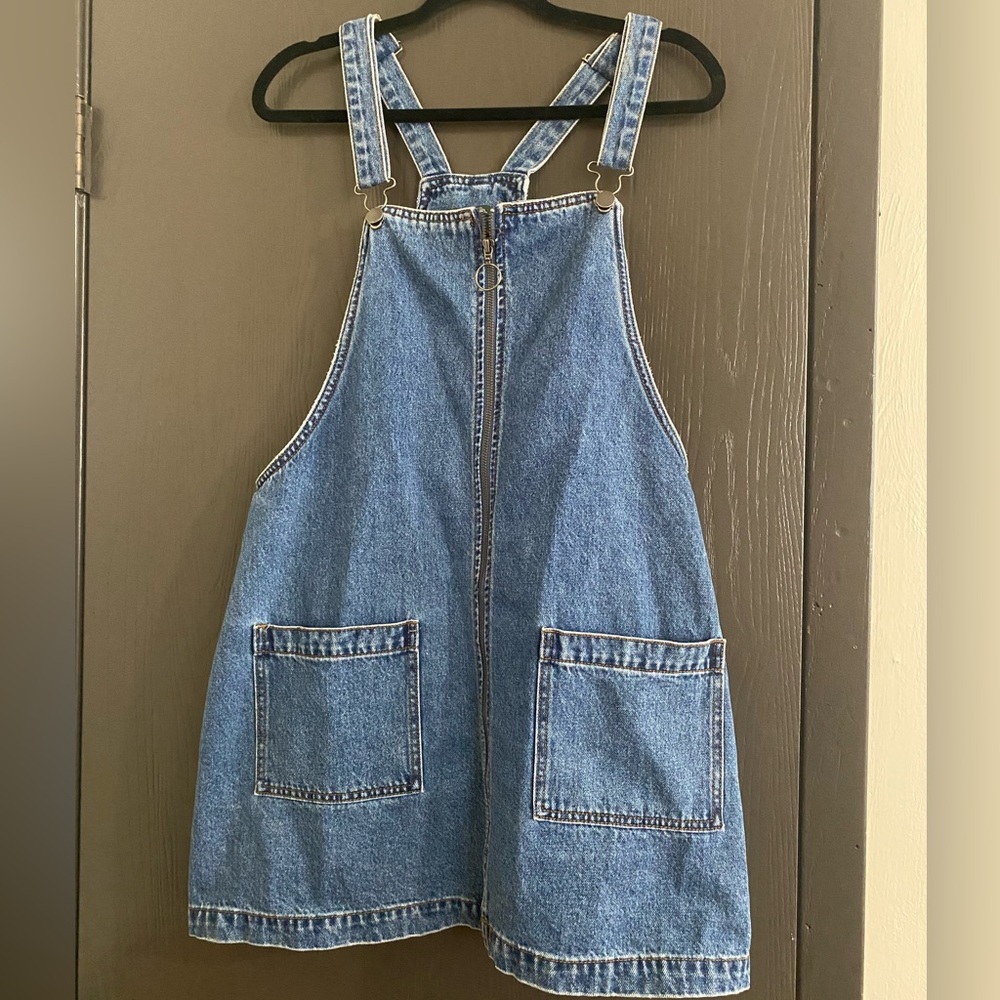 Wild fable denim overall dress, size large